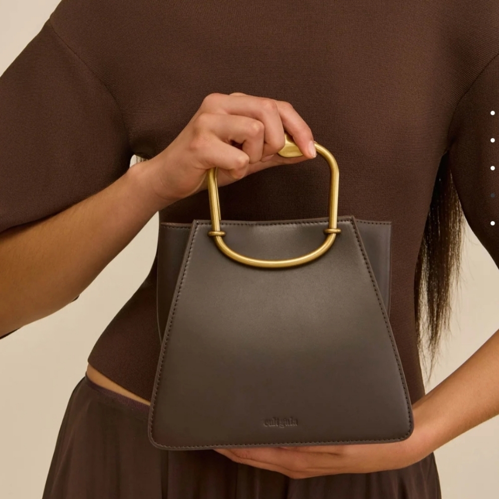 Cult Gaia Maxine Top Handle Leather Bag In LuWak